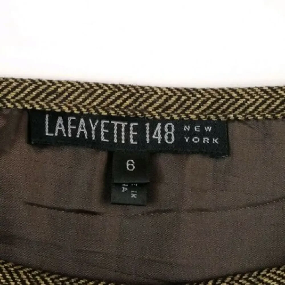 Lafayette 148 Brown Herringbone Fringe Skirt 6